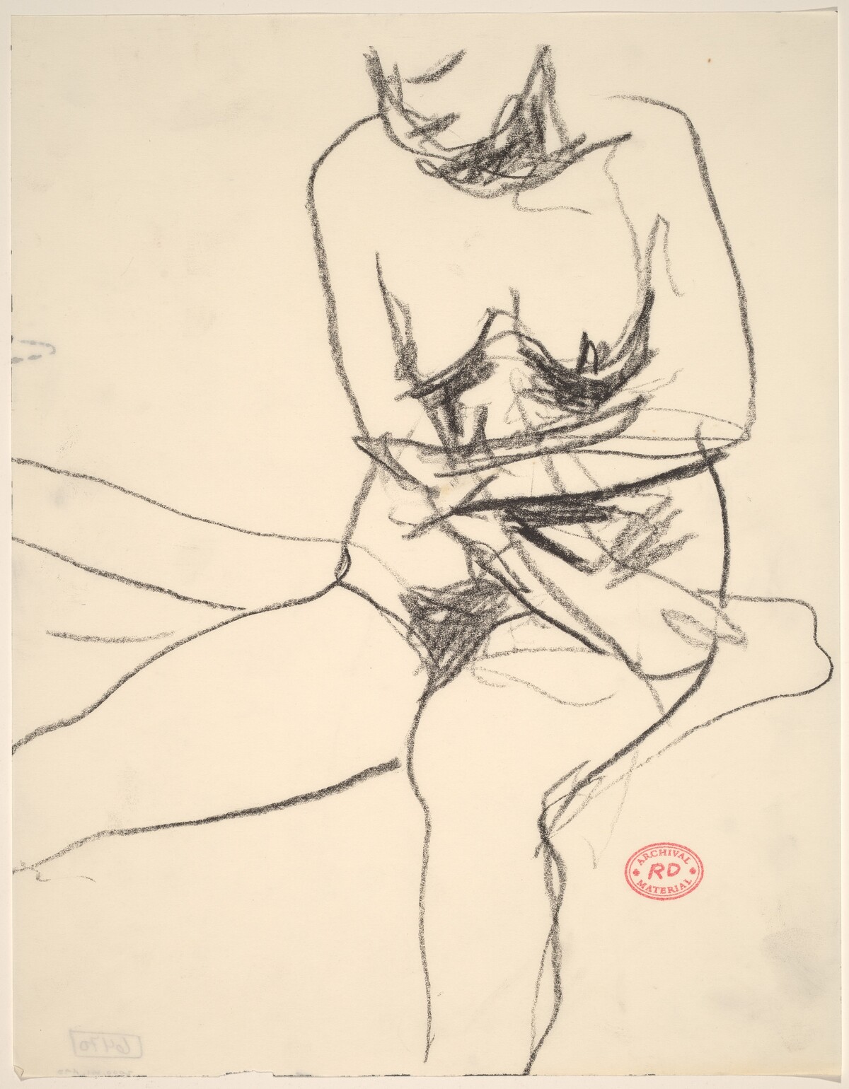 Untitled [seated female nude pulling her arms close to her body] by Richard Diebenkorn