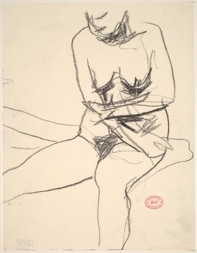 Untitled [seated female nude pulling her arms close to her body]