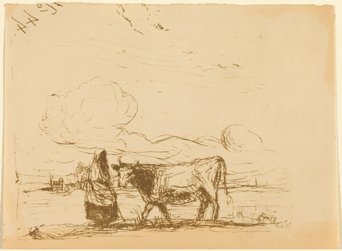 Cow and Its Keeper (La Vache et sa gardienne) by Jean-Baptiste-Camille Corot