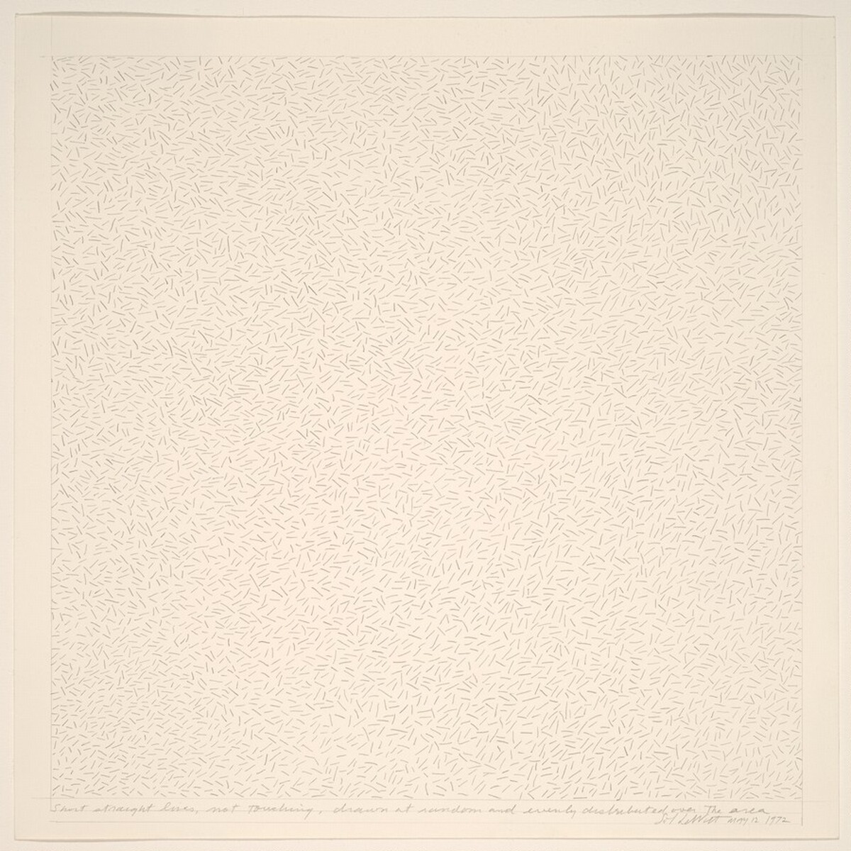Short Straight Lines, Not Touching, Drawn at Random and Evenly Distributed Over the Area by Sol LeWitt
