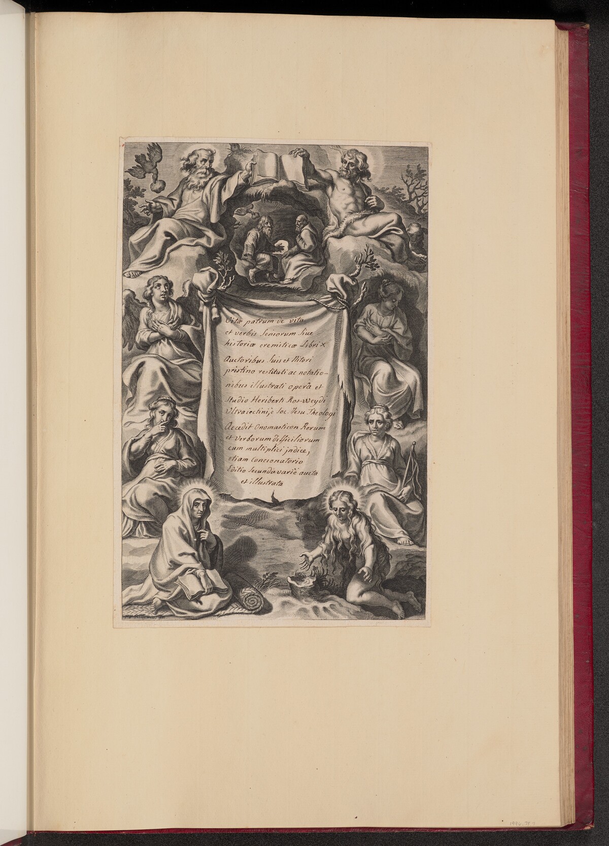 Title Page for Heribert Rosweyde's "Vitae Patrum" by Cornelis Galle I after Sir Peter Paul Rubens