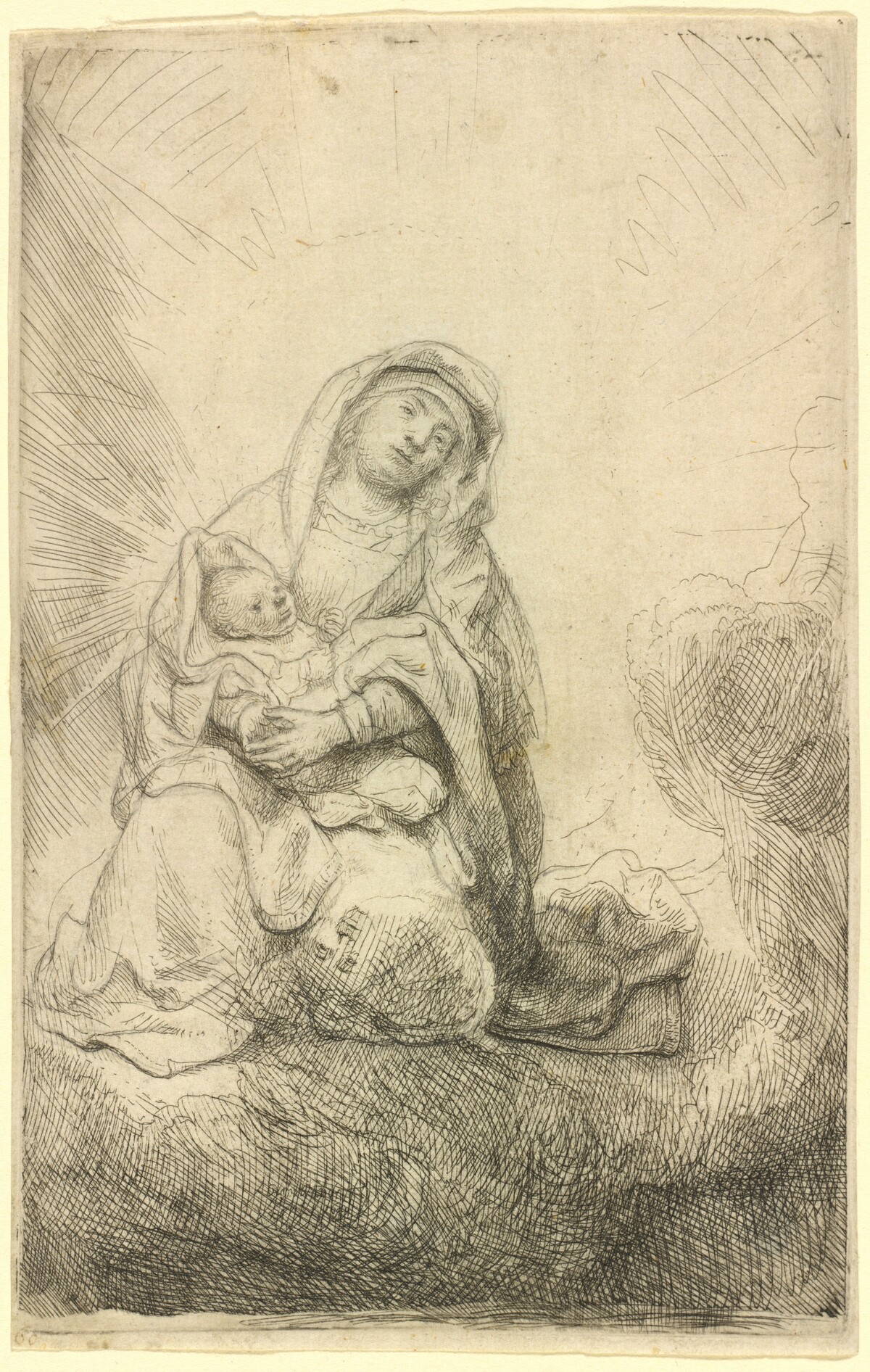Virgin and Child in the Clouds by Rembrandt van Rijn