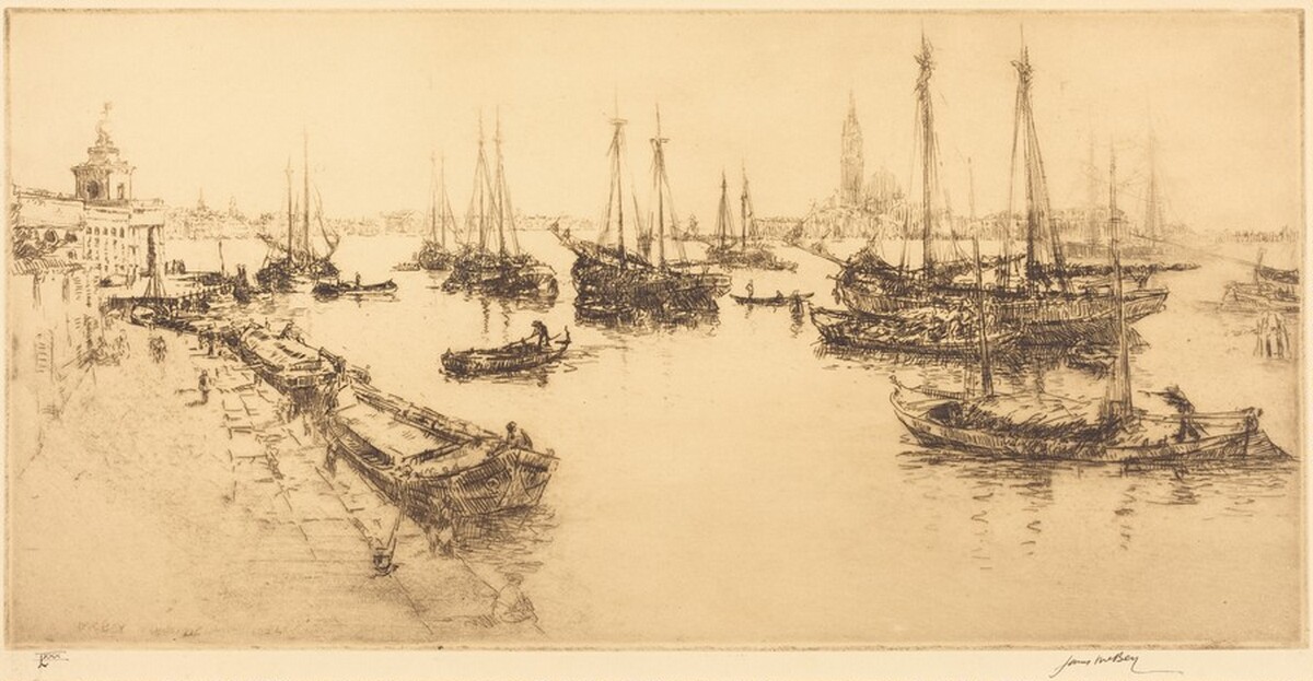 Shipping in the Giudecca Canal by James McBey