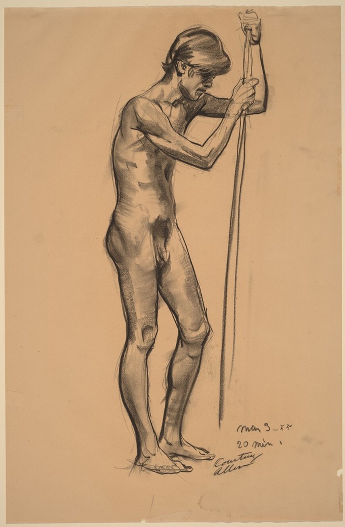 Nude Indian, Leaning on a Pole by Courtney Allen