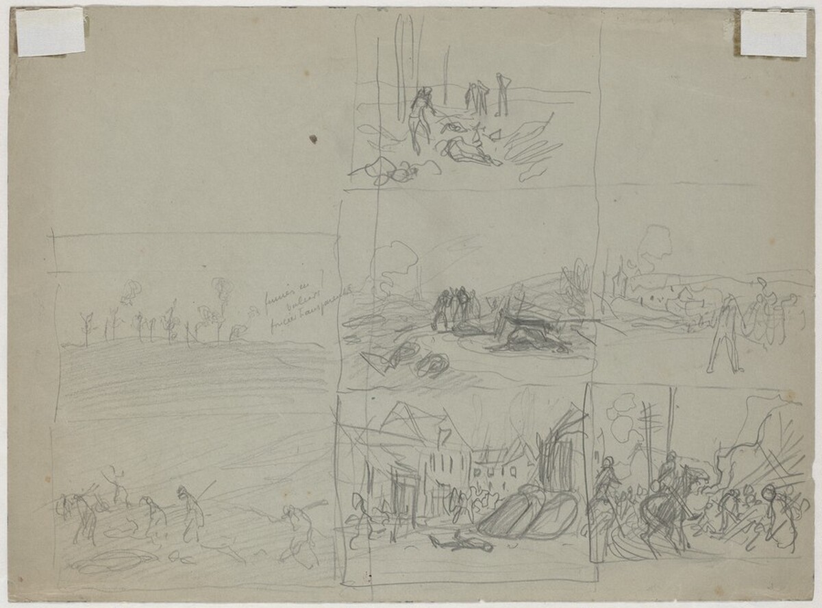 Battlefield Scenes [verso] by Charles Hoffbauer