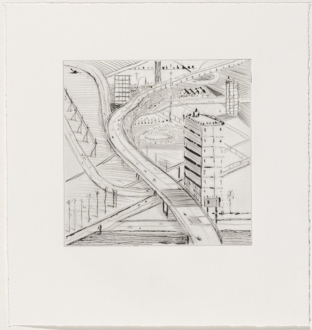 Freeway Building [working proof 2] by Wayne Thiebaud