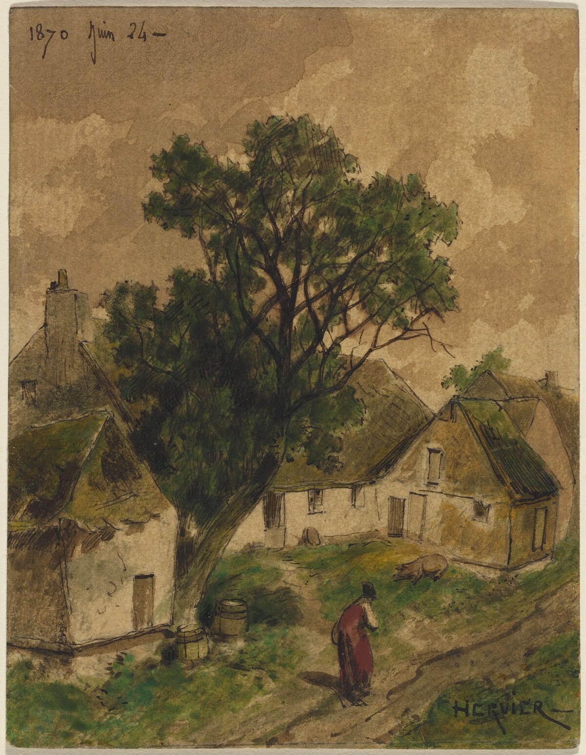Farmyard by Adolphe Hervier