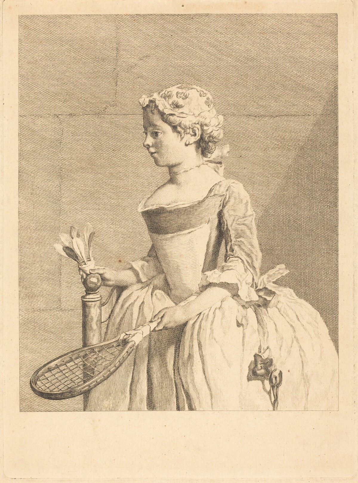 Jeune fille au volant (Jeune fille a la raguette) by Bernard Lépicié after Jean Siméon Chardin