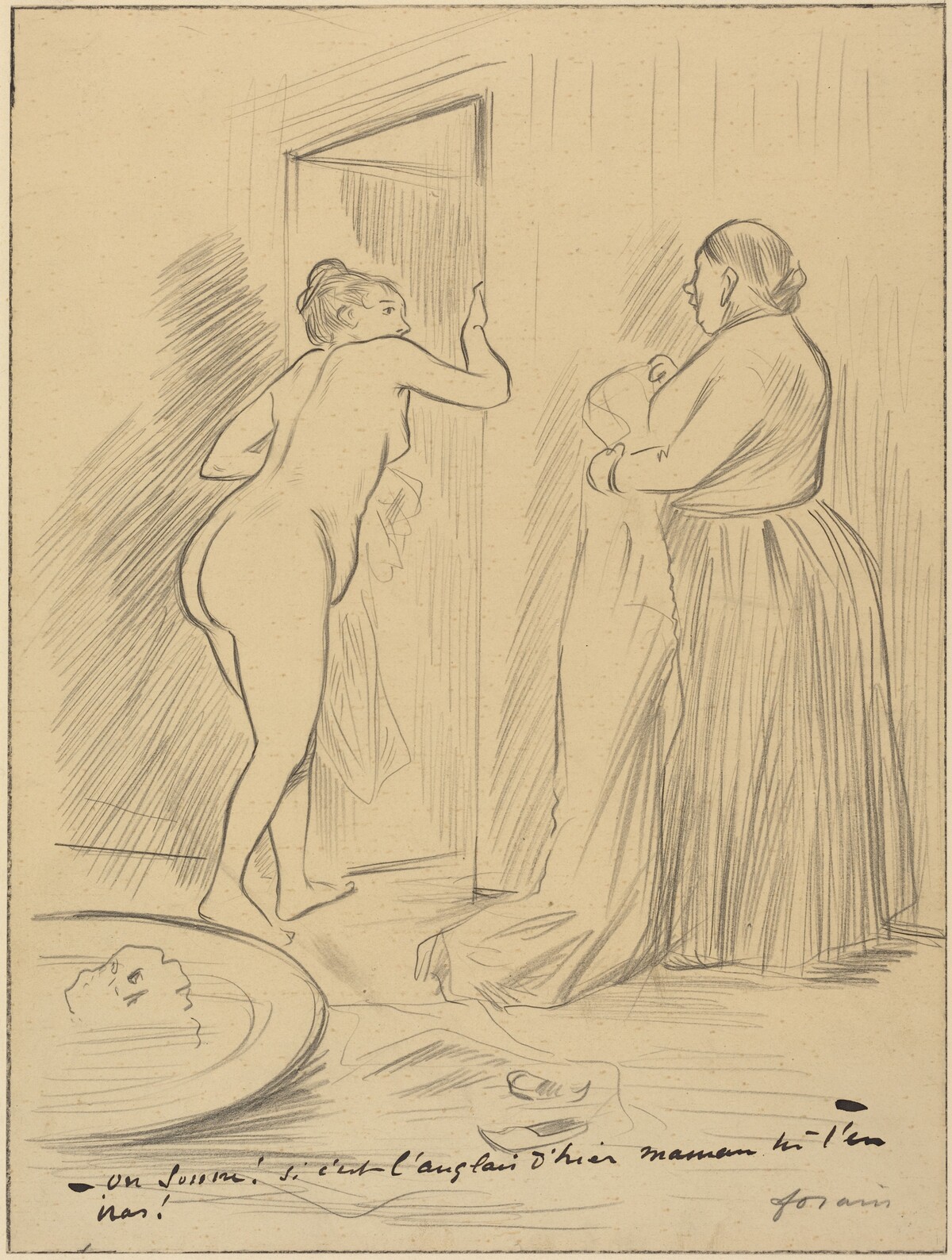 On sonne! Si c'est l'Anglais d'hier maman tu t'en iras! by Jean-Louis Forain