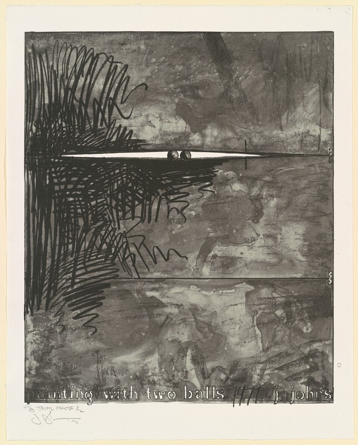 Painting with Two Balls (Grays) [trial proof] by Jasper Johns