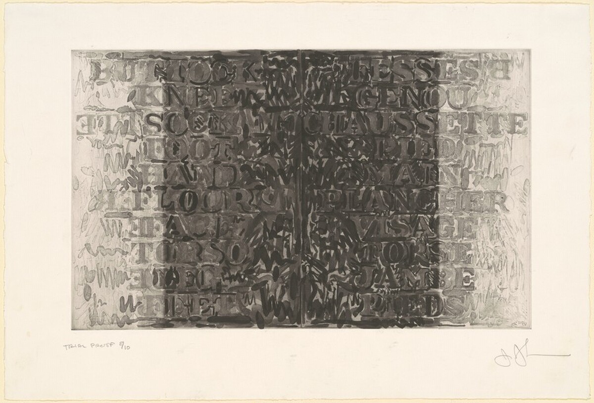 Words [trial proof 8] by Jasper Johns