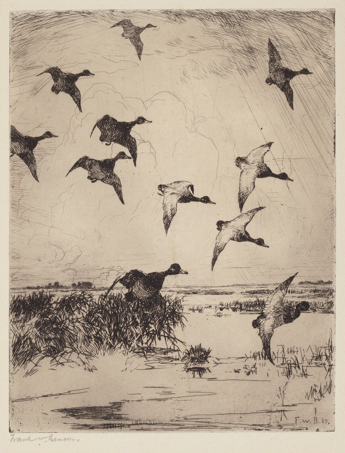 Flying Ducks by Frank Weston Benson