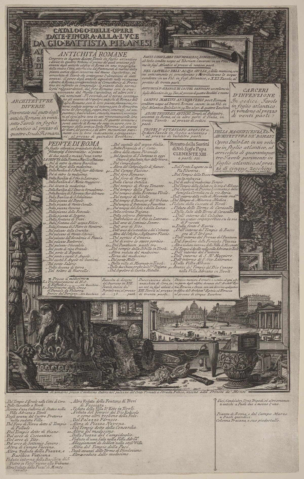 Catalogo delle Opere by Giovanni Battista Piranesi