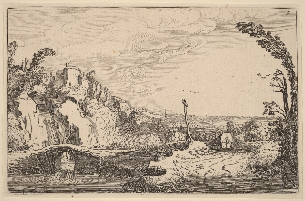 Cascade under a Stone Bridge by Jan van de Velde II
