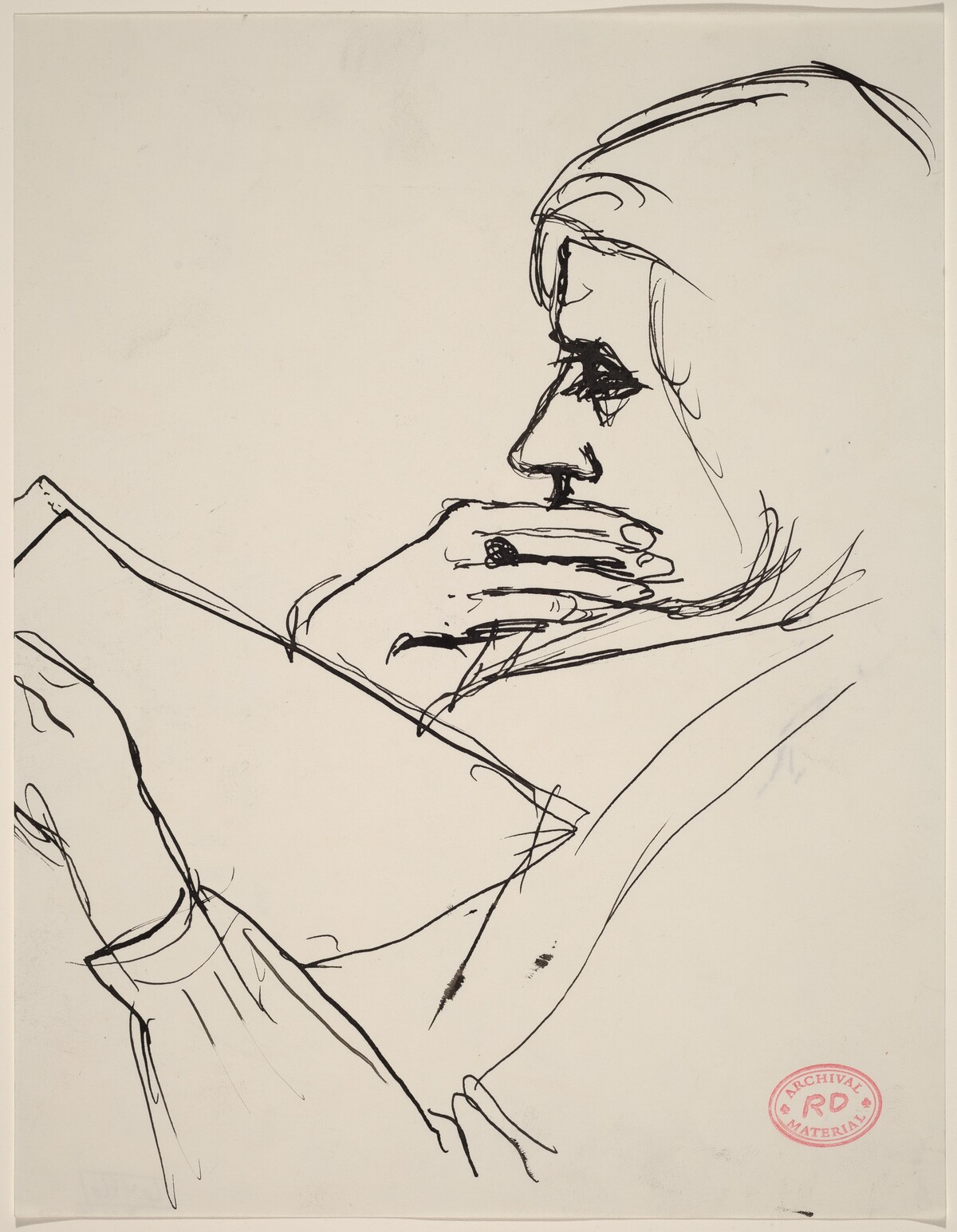 Untitled [woman holding her chin and reading] by Richard Diebenkorn