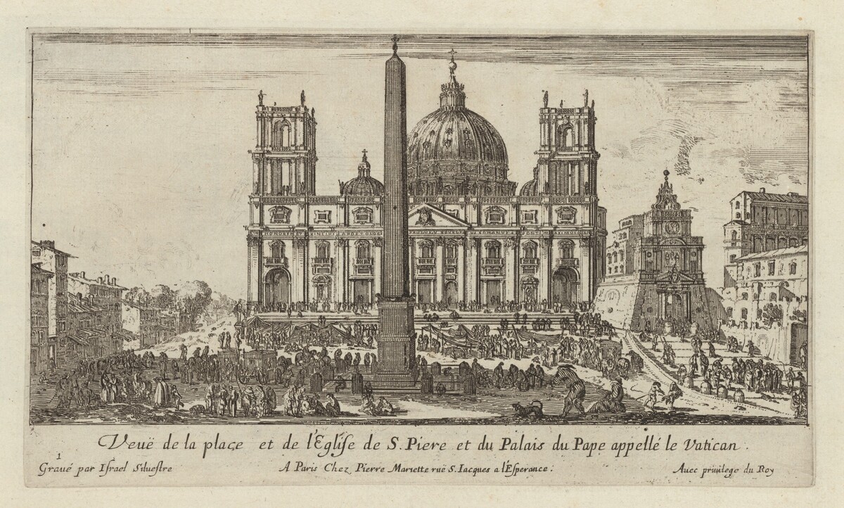 Veuë de la place et de l'Eglise de S. Piere et du Palais du Pape appellé le Vatican by Israël Silvestre