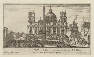 Veuë de la place et de l'Eglise de S. Piere et du Palais du Pape appellé le Vatican