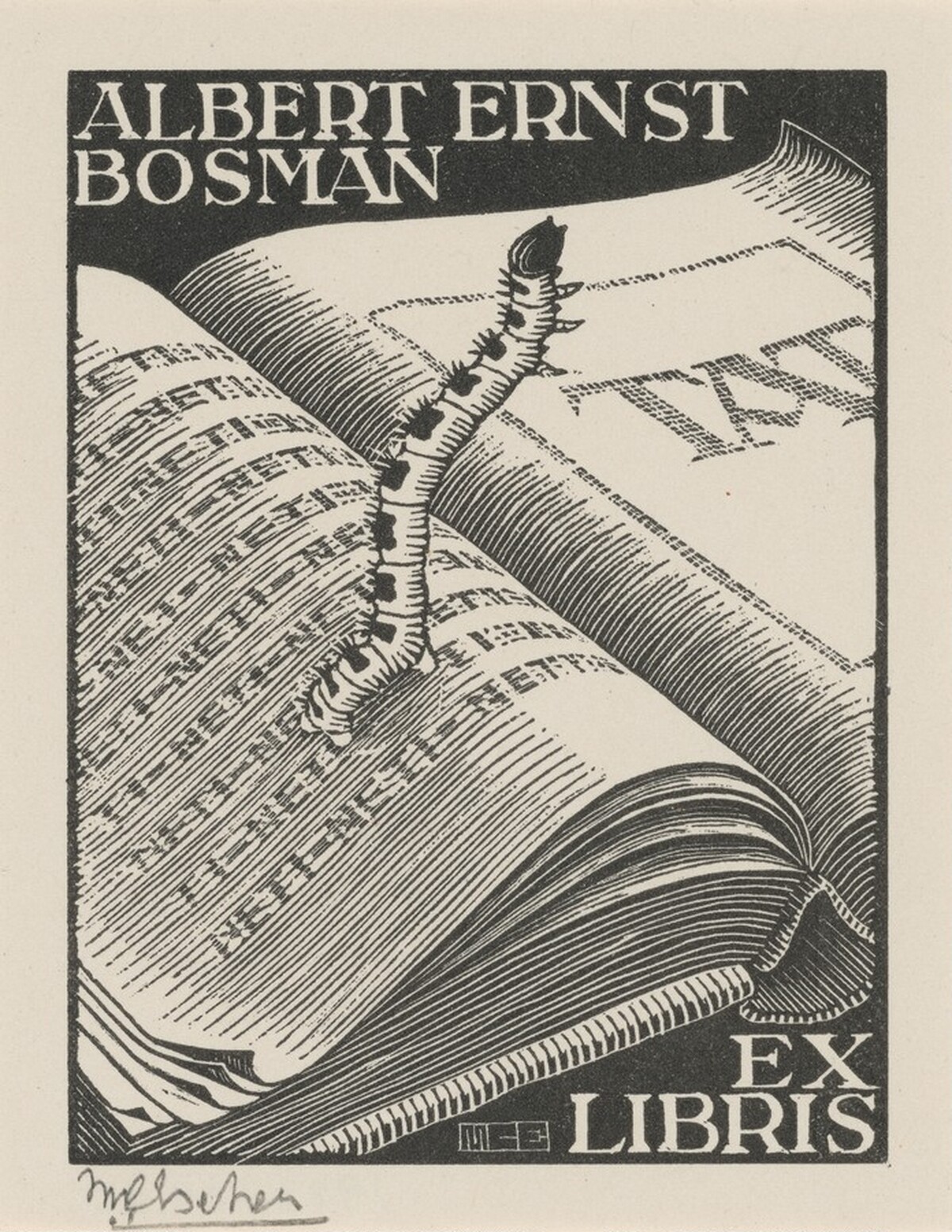 Bookplate Albert Ernst Bosman by M.C. Escher