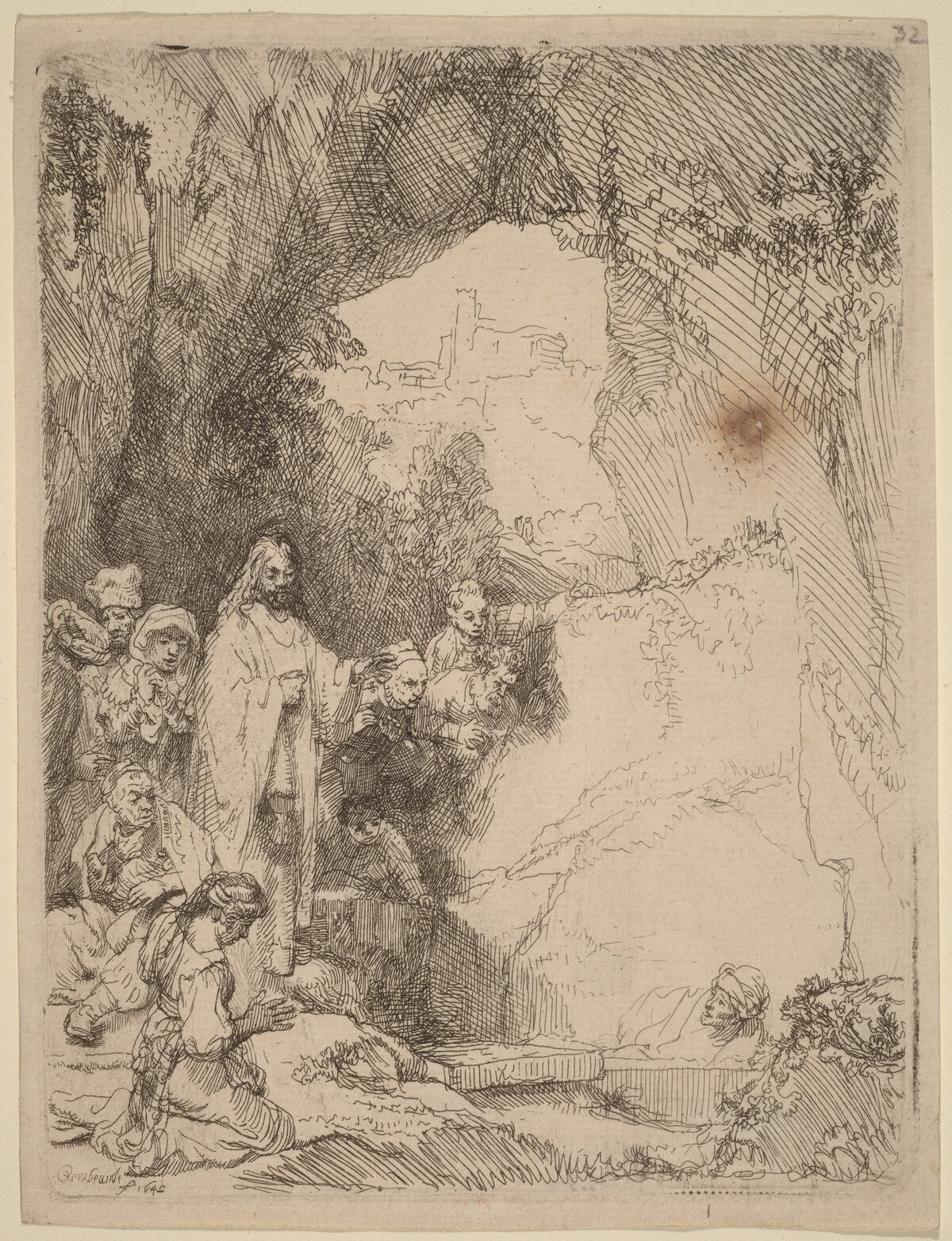 The Raising of Lazarus: Small Plate by Rembrandt van Rijn