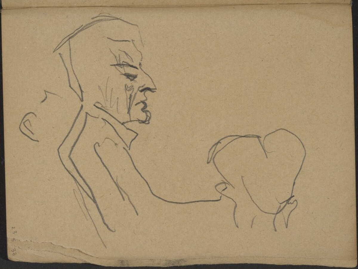 Mann im Profil, re. Rückenfigur (Man in Profile and Head seen from Behind) [p. 23] by Max Beckmann