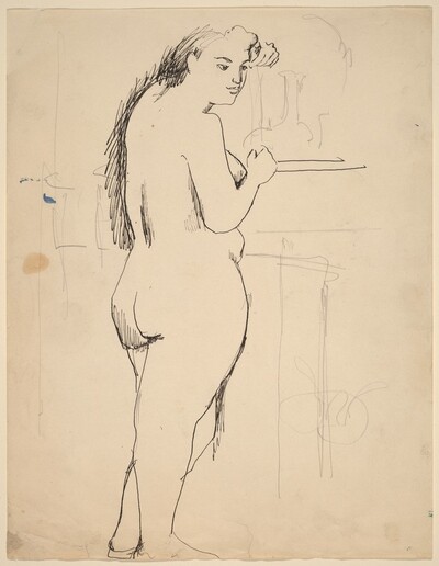 Standing Female Nude, Back Turned, Looking to Right