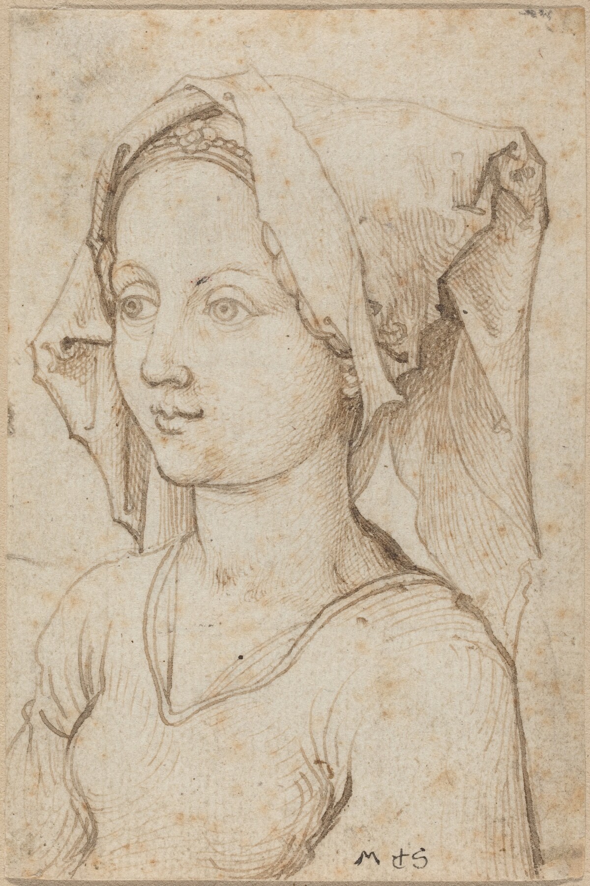 Young Woman Wearing a Scarf by Martin Schongauer