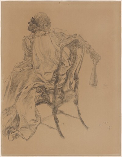 An Elegant Lady of the Eighteenth Century Holding a Fan