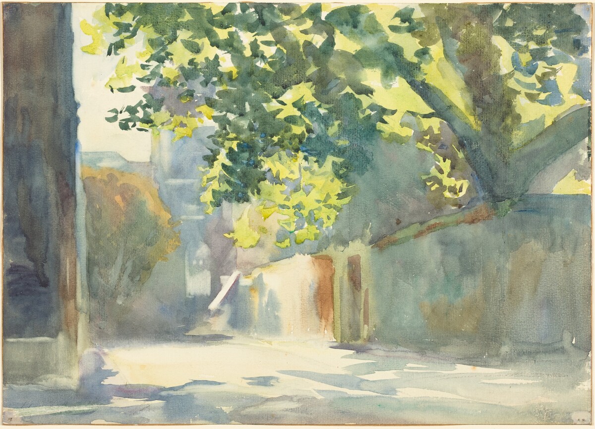 Sunlit Wall Under a Tree by Attributed to John Singer Sargent