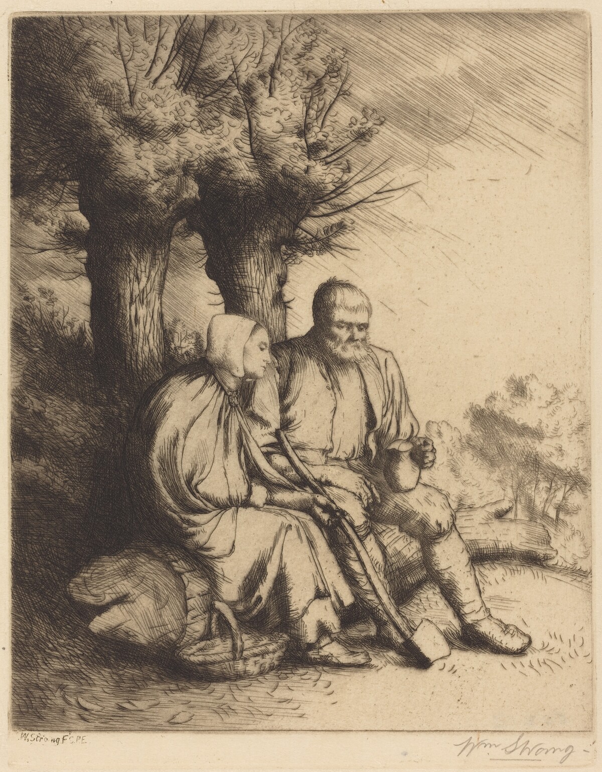 Man and Woman under a Tree by William Strang