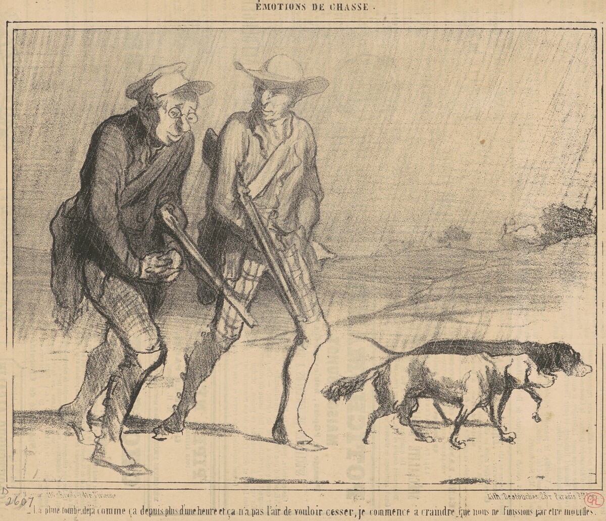 La pluie tombe déja comme ça depuis ... by Honoré Daumier