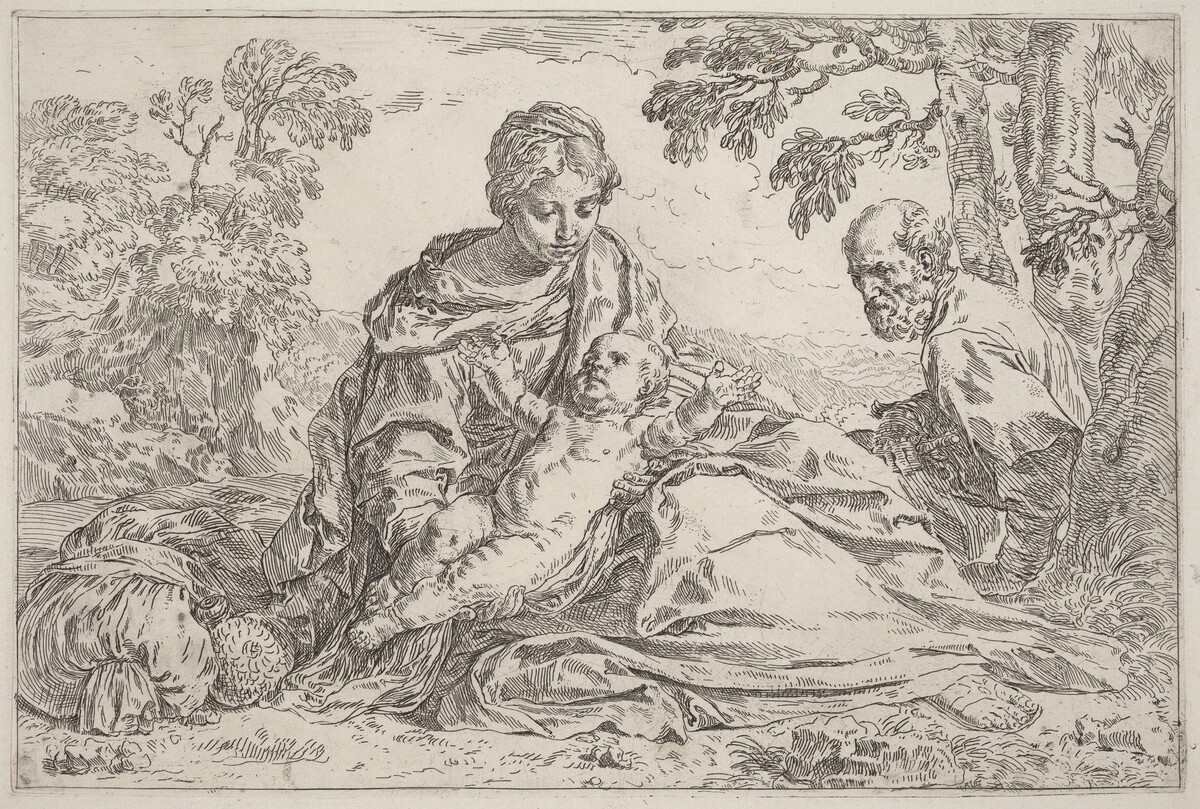 The Rest on the Flight into Egypt by Simone Cantarini