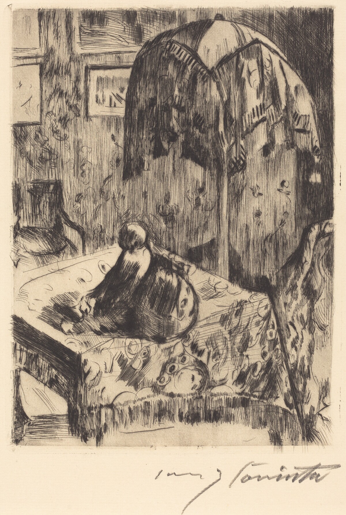 Interieur mit Stehlampe (Interior with Floor Lamp) by Lovis Corinth