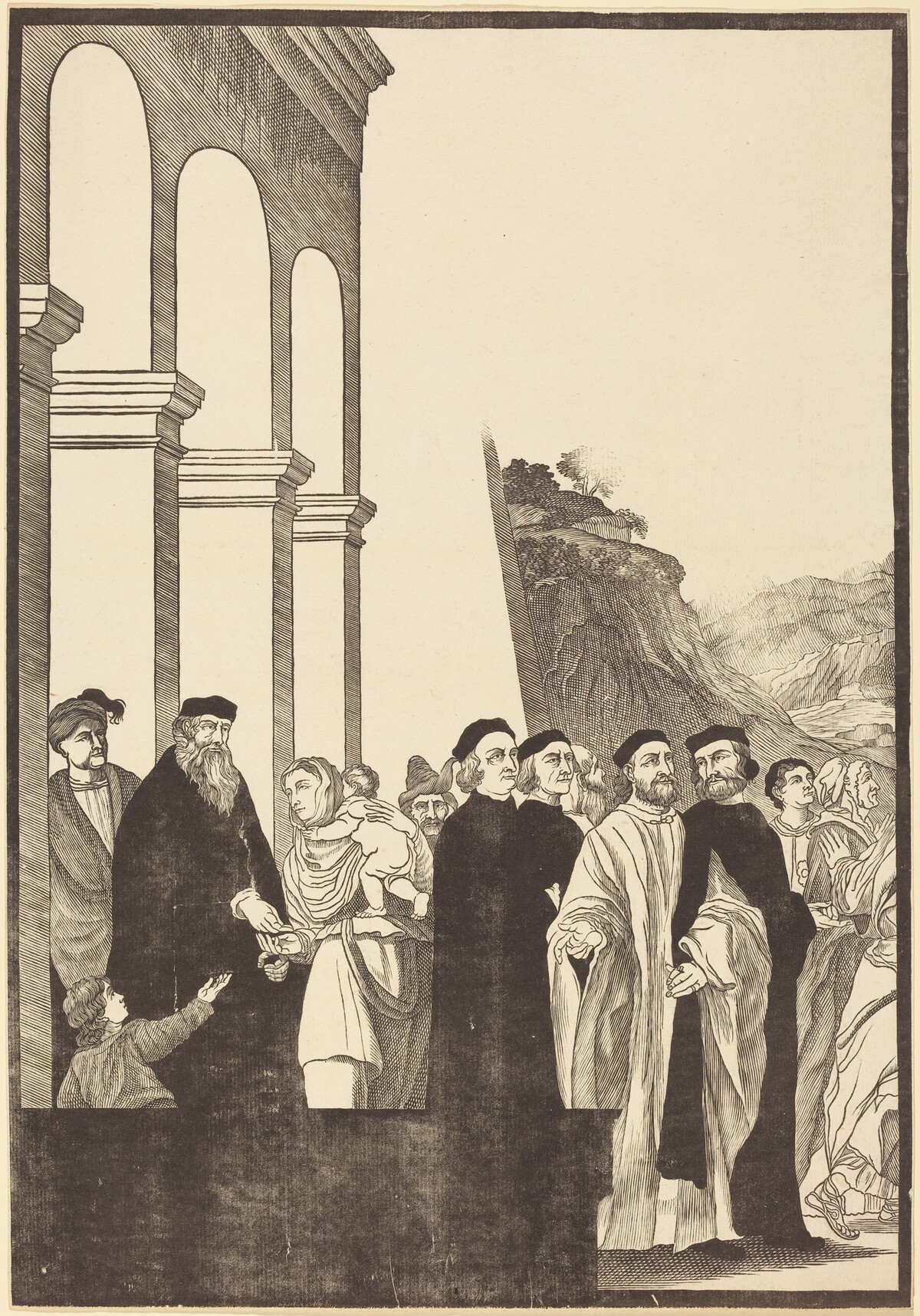 Presentation of the Virgin in the Temple [left plate] by John Baptist Jackson after Titian