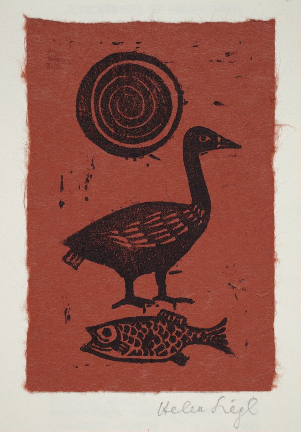Concentric Circles, Goose, and Fish by Helen Siegl