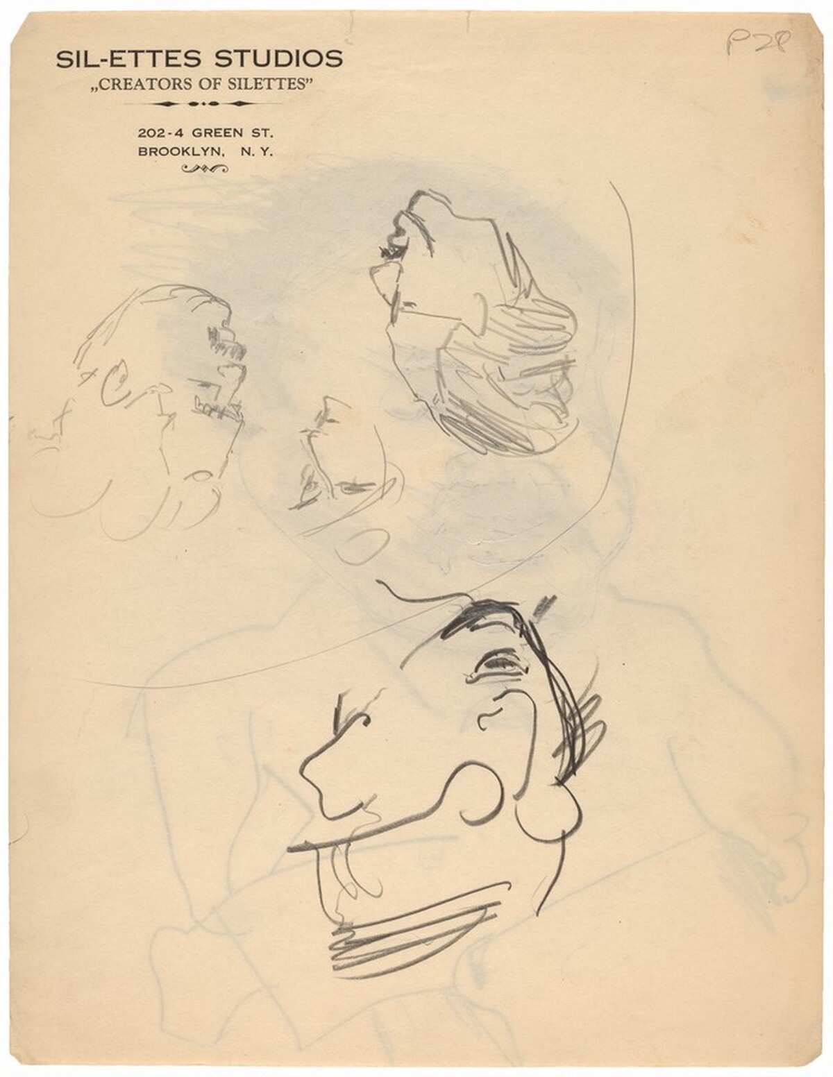 Four Studies of Heads [verso] by Mark Rothko