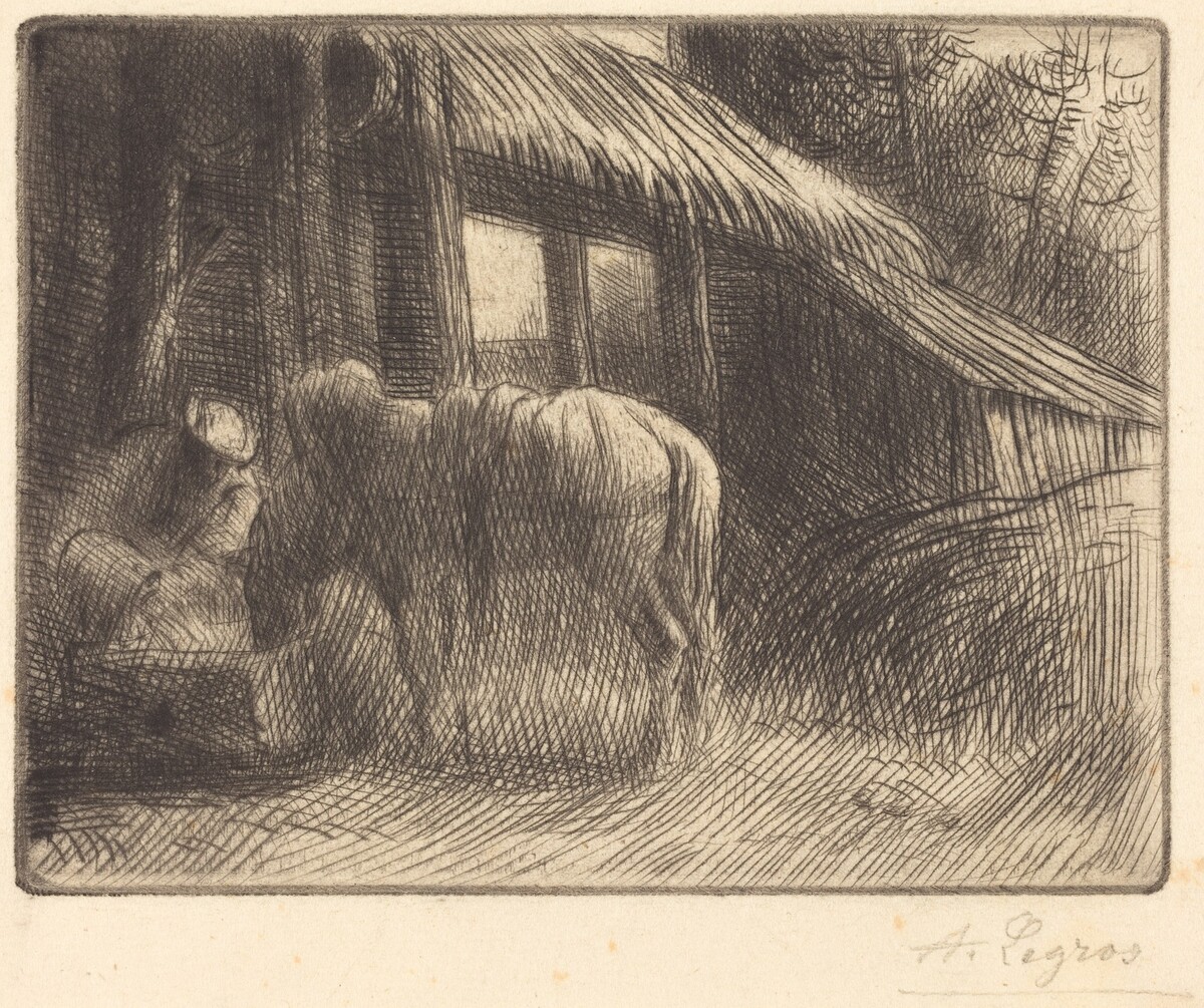 Drinking Trough, 2nd plate (L'abreuvoir) by Alphonse Legros