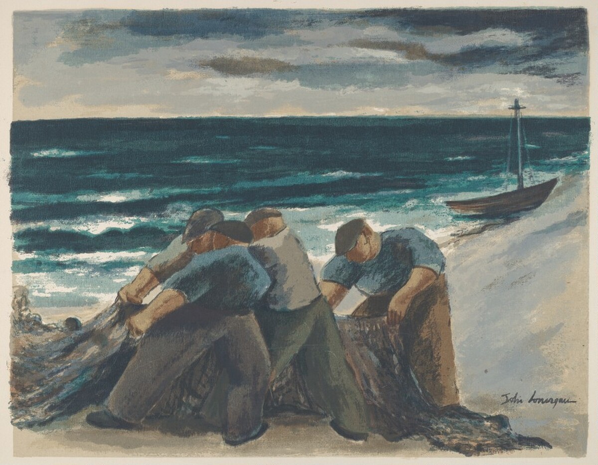 Fishermen with Net by John Lonergan