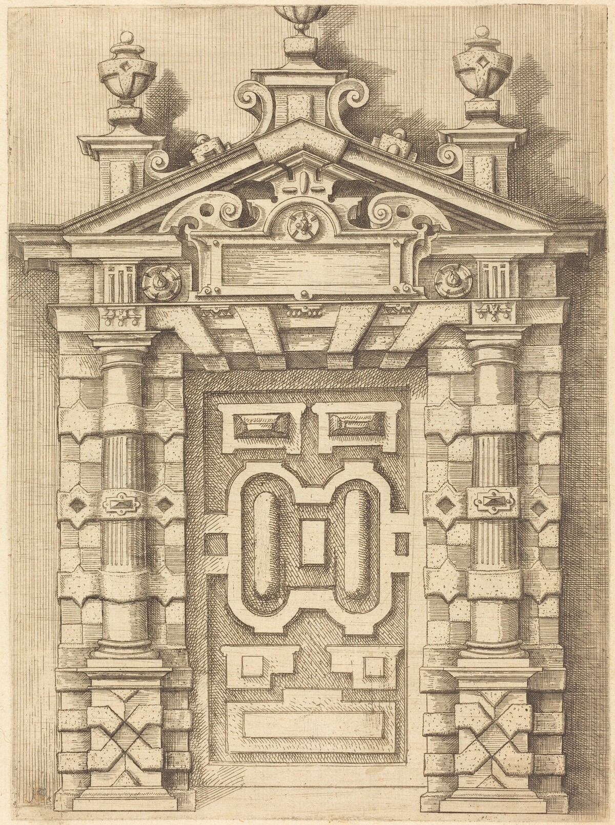 Pedimented Doorway by Wendel Dietterlin (author) and anonymous etcher