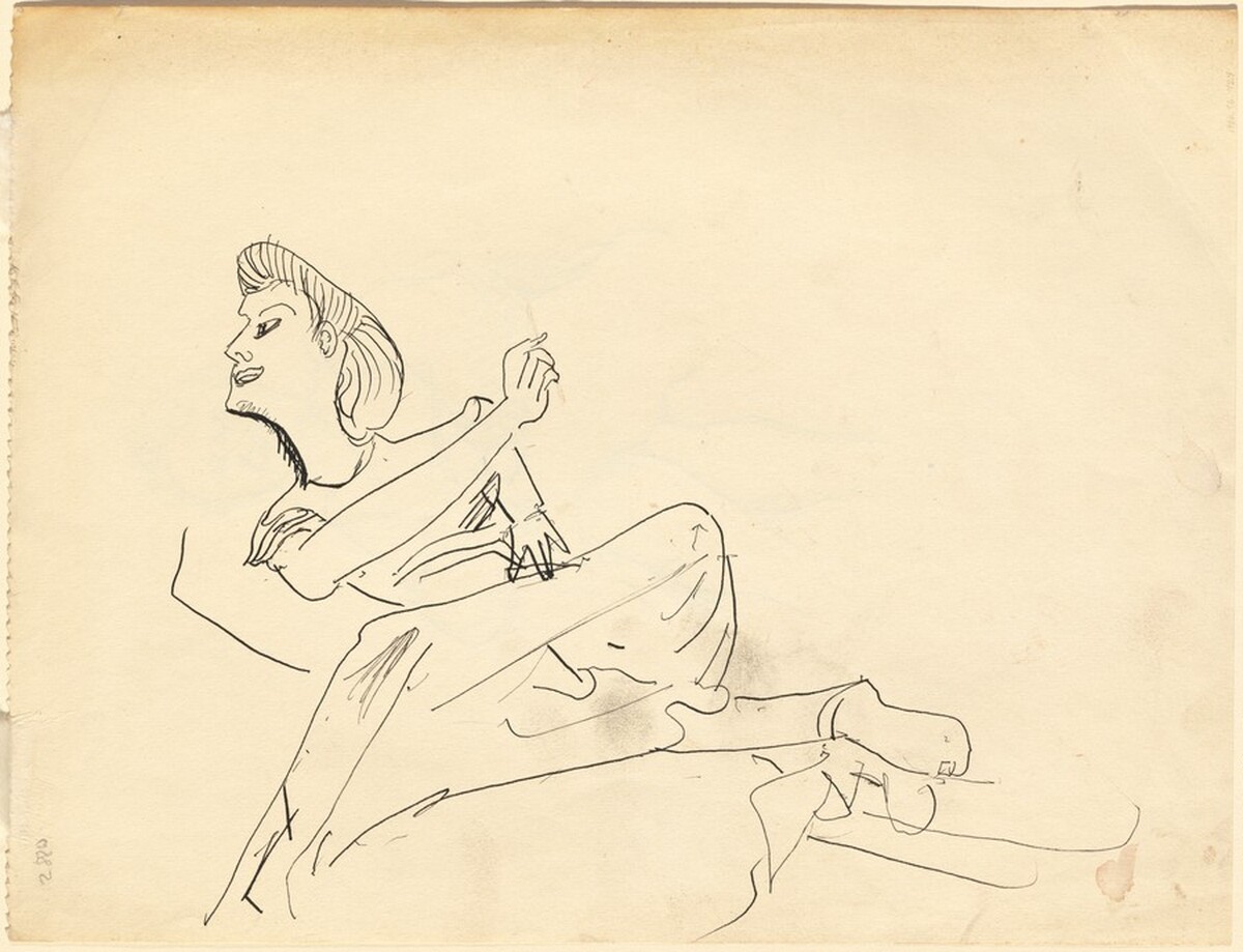 Reclining Female Figure, Head Turned Left [verso] by Mark Rothko