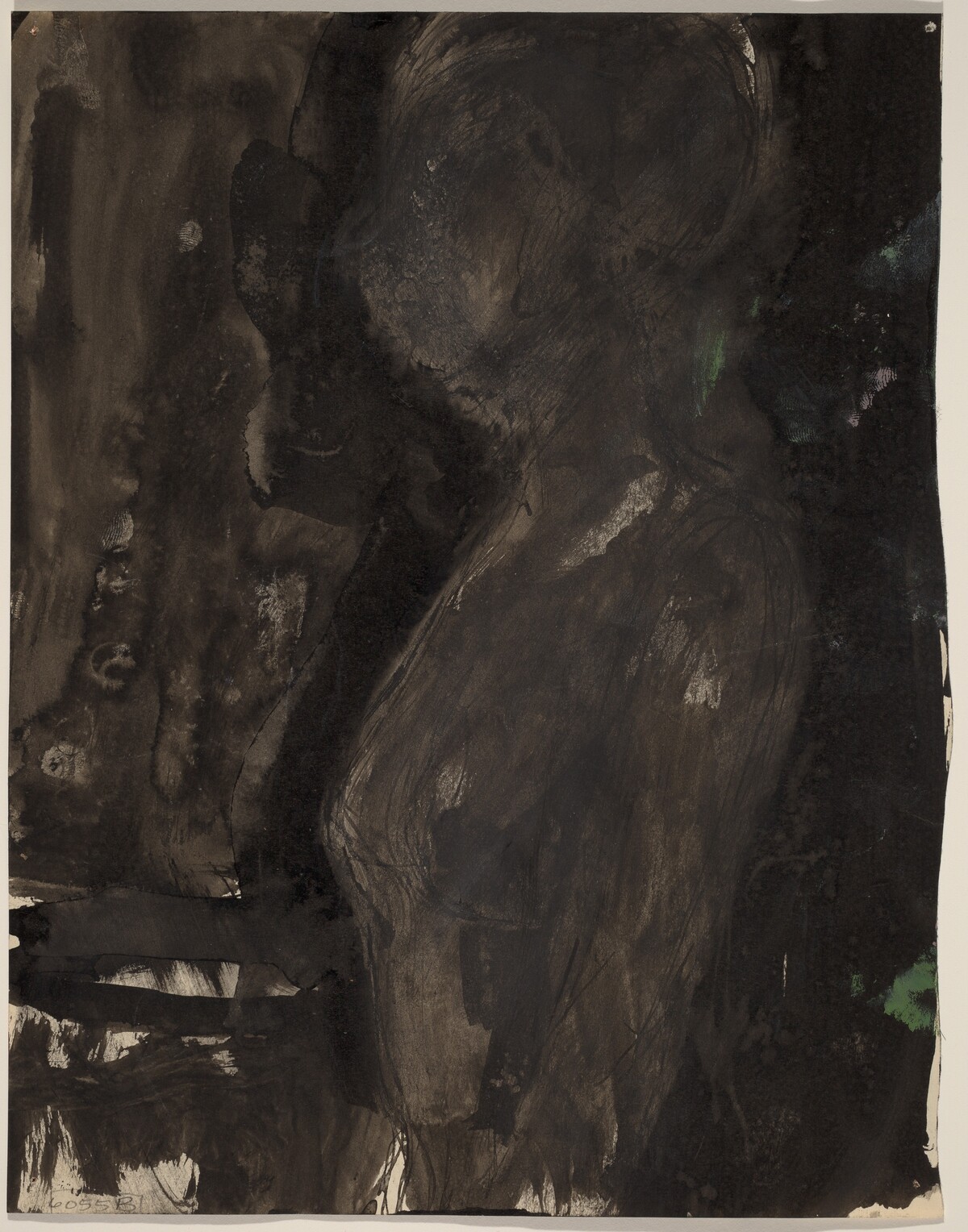 Untitled [profile of a female figure in a dark setting] [verso] by Richard Diebenkorn