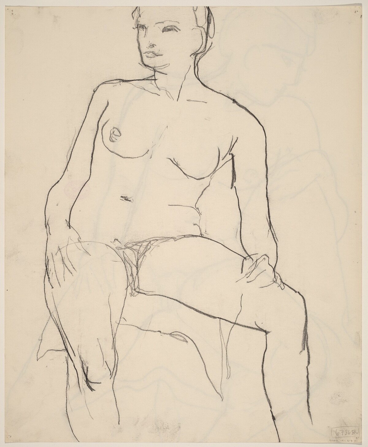 Untitled [seated nude turning her head to the right] [verso] by Richard Diebenkorn
