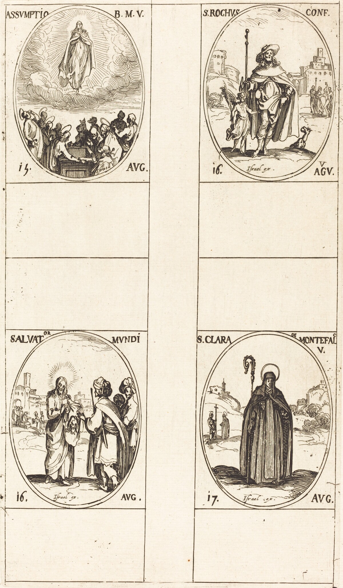 The Assumption; St. Roch; Salvator Mundi; St. Clare of Monte Falco by Jacques Callot