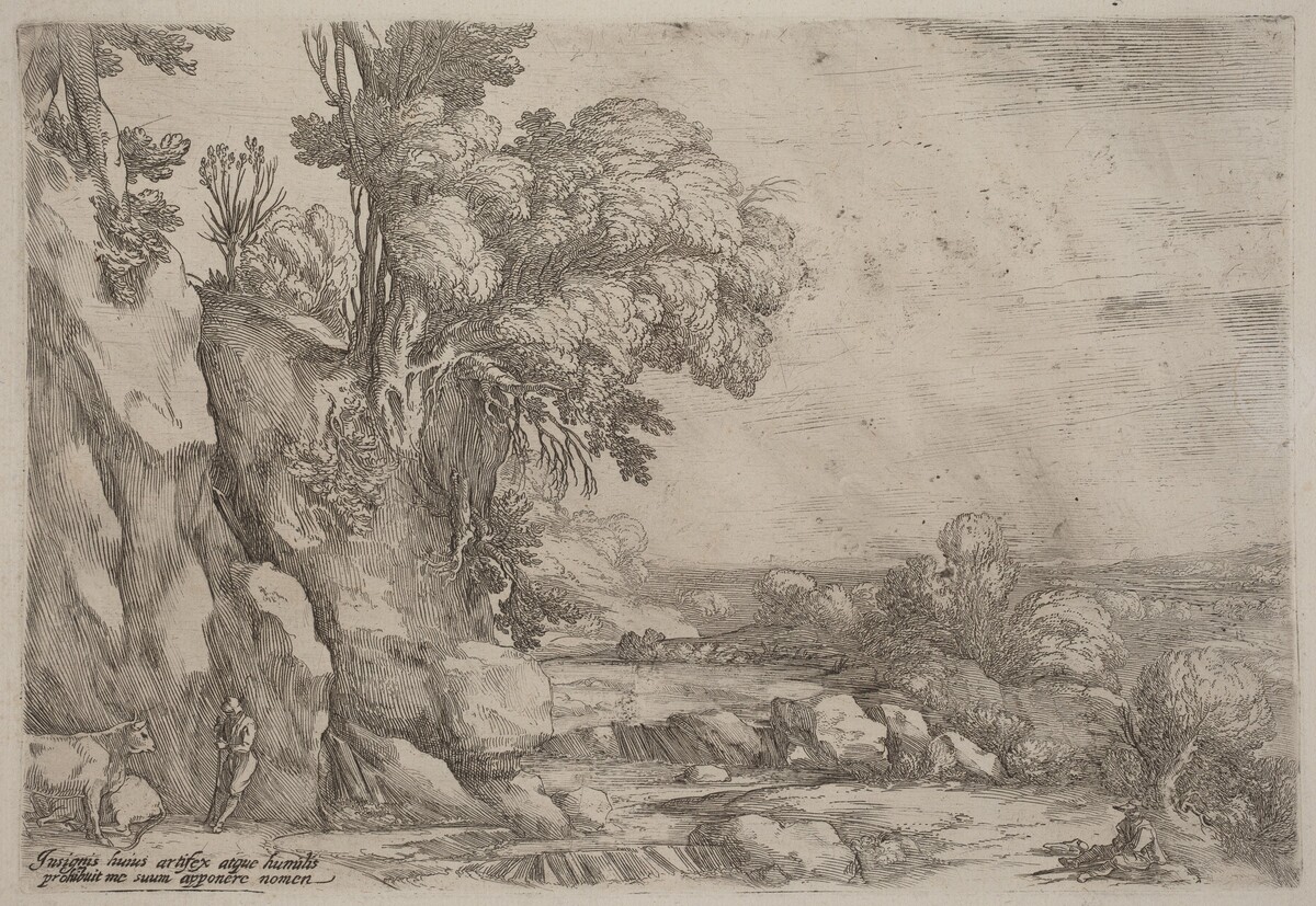Landscape with Resting Herdsmen by Ercole Bazicaluva