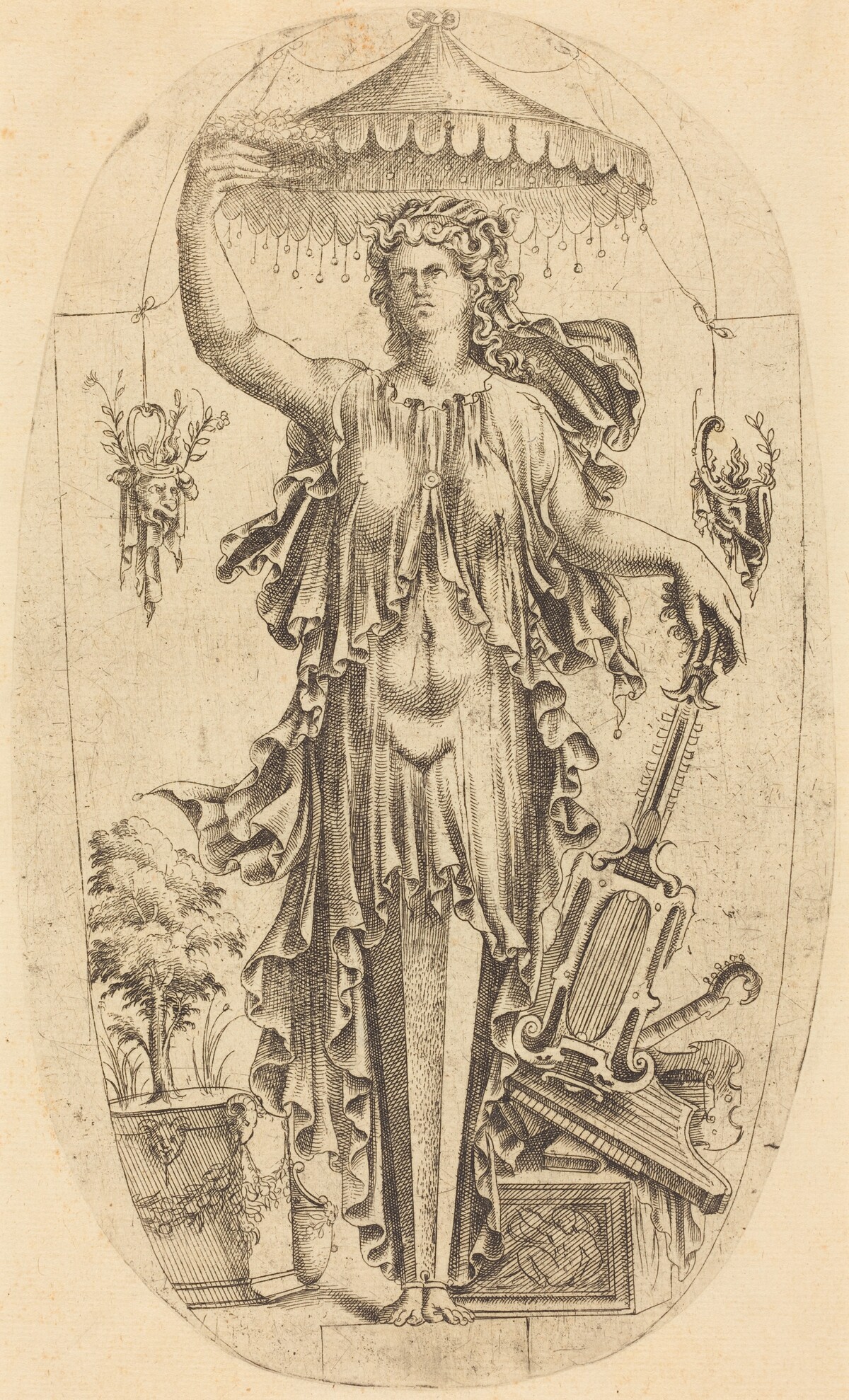 Woman with Musical Instrument by Jean Mignon