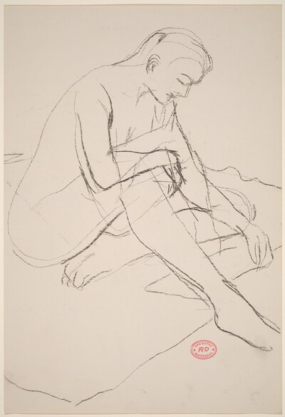 Untitled [female nude seated and looking down]
