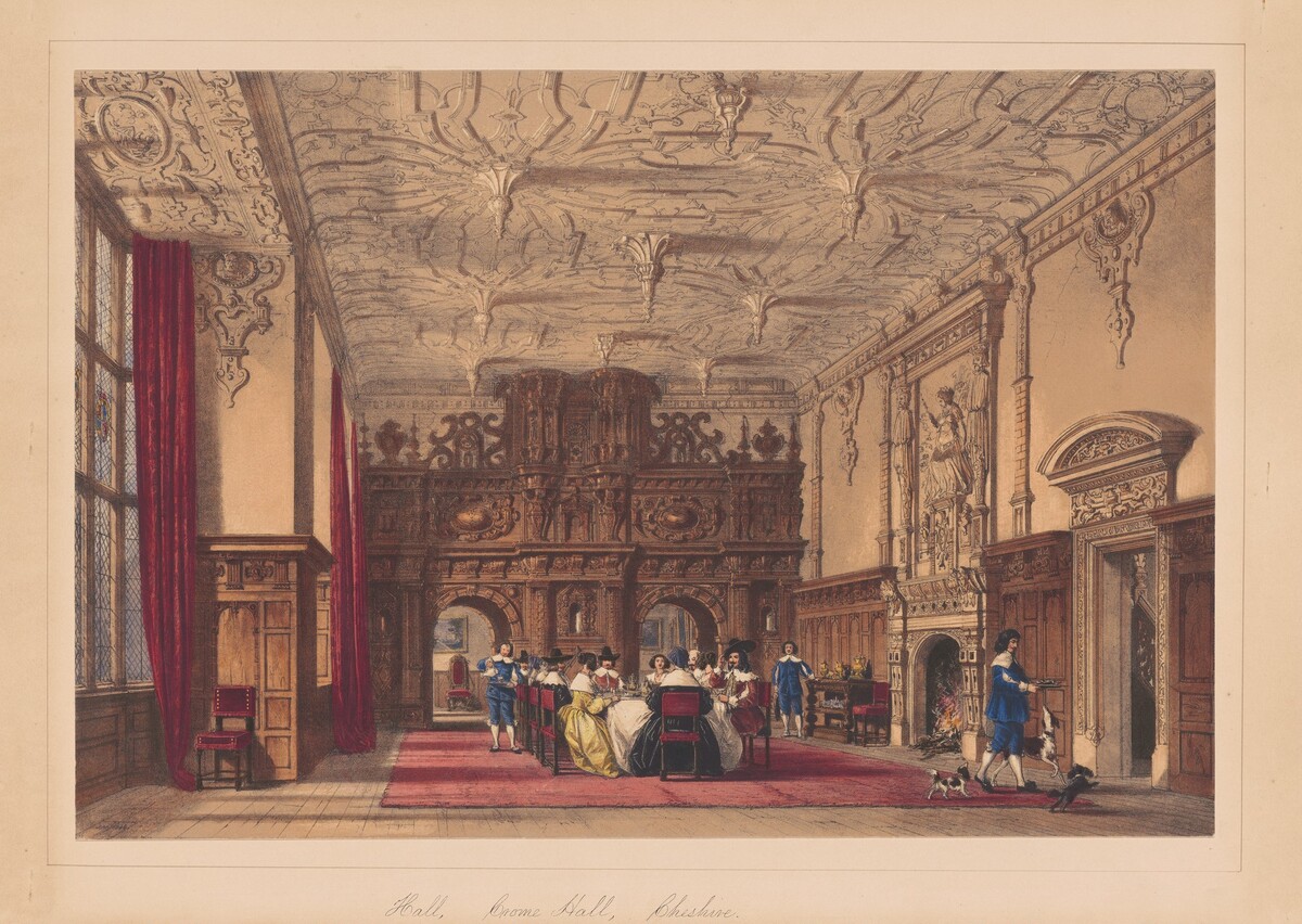 Hall, Crewe Hall, Cheshire by Joseph Nash