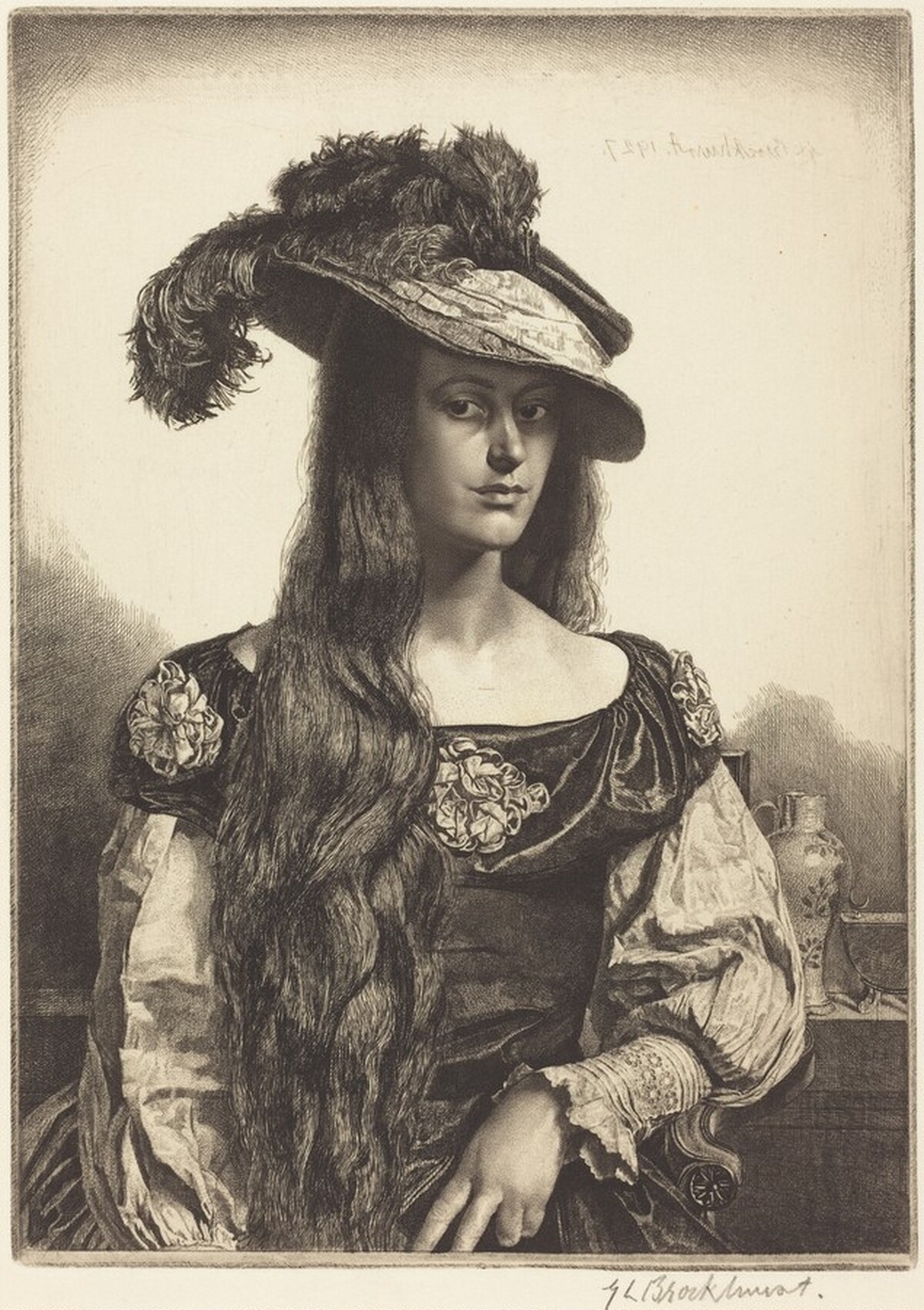 The Black Silk Dress by Gerald Leslie Brockhurst