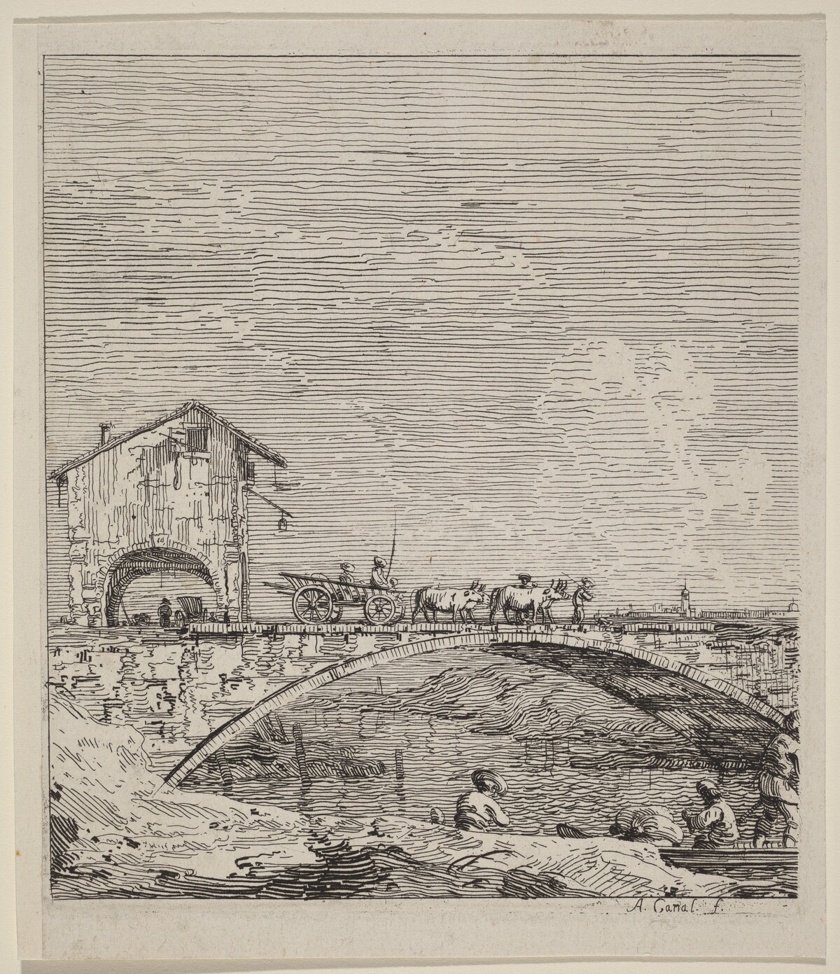The Wagon Passing Over a Bridge by Canaletto