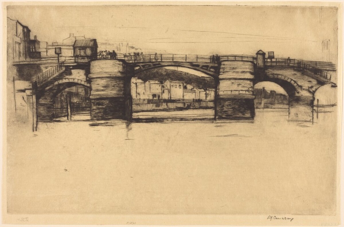Old Bridge, Whitby by David Young Cameron