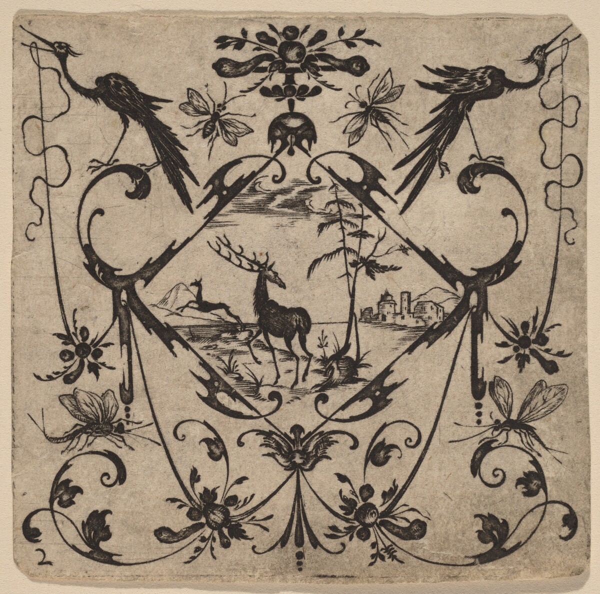 Ornament with Grotesque by Master CR